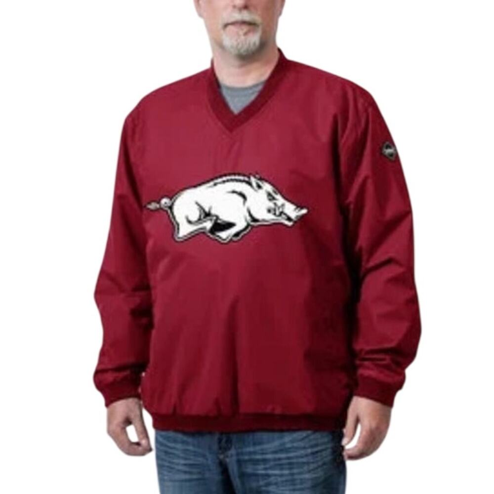 Franchise Club Red v neck pullover windbreaker Arkansas Razorbacks sz xx;